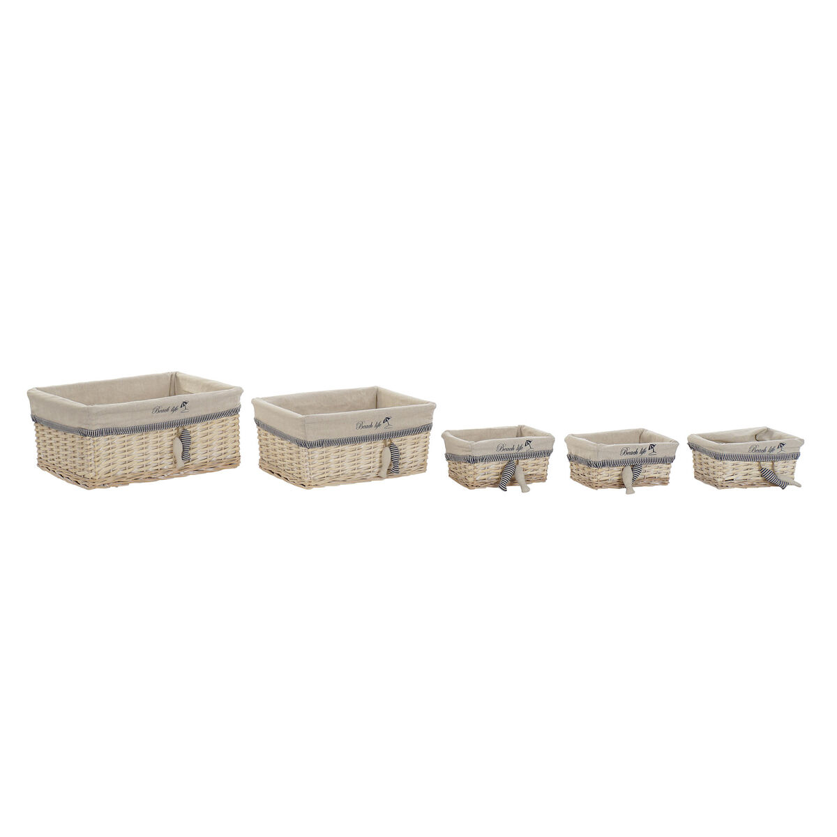 Basket set DKD Home Decor Spirals Mediterranean 48 x 38 x 13 cm